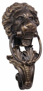 4251549338062 - Barock Gusseisen LÃ¶wenkopf TÃ¼rklopfer Bronze H 41 cm - Barock Deko Accessoires
