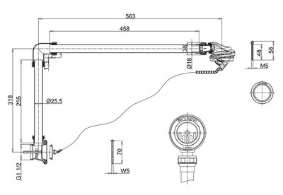 Sistema de desag&uuml;e y desag&uuml;e incluido sif&oacute;n cromado para ba&ntilde;o nost&aacute;lgico Piedra natural independiente 1700 mm BCha – Bild 2