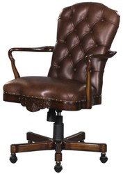 4251549338093 - Luxus Echtleder BÃ¼rostuhl   Drehstuhl Braun 63 x 68 x H 102 cm - Luxus BÃ¼romÃ¶bel