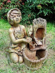 4251549338154 - Deko Gartenbrunnen GrÃ¼n   Braun H 59 cm - Luxus Kunststein Brunnen