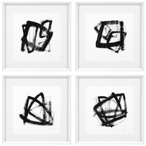 4251549338482 - Designer Deko Bilder 4er Set Schwarz   WeiÃ 58 x H 58 cm - Luxus Kunstdrucke