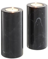 4251549338581 - Luxus Marmor Teelichthalter Set Schwarz Ã 10 x H 21 cm - Hotel & Restaurant Deko Accessoires
