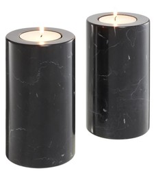 4251549338598 - Luxus Marmor Teelichthalter Set Schwarz Ã 10 x H 18 cm - Hotel & Restaurant Deko Accessoires
