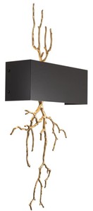 4251549338642 - Luxus Messing Wandleuchte mit Metall Lampenschirm Antik Messing   Schwarz 405 x 125 x H 84 cm - Luxus MÃ¶bel