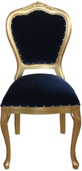 4251549338727 - Barock Luxus Esszimmer Stuhl Royalblau Gold - Schminktisch Stuhl - Limited Edition