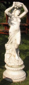 4251549338765 - Jugendstil Skulptur   Figur Jungfrau mit Sockel Ã 50 x H 160 cm - Prunkvolle Gartendeko