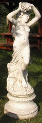 4251549338765 - Jugendstil Skulptur   Figur Jungfrau mit Sockel Ã 50 x H 160 cm - Prunkvolle Gartendeko