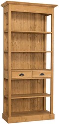 4251549338857 - Landhausstil Regalschrank Naturfarben 90 x 39 x H 197 cm - Landhausstil Schrank mit 2 Schubladen