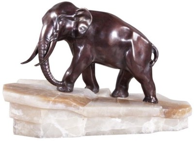 4251549338918 - Luxus Bronzefigur Elefant auf Marmorsockel Bronze   WeiÃ 44 x 19 x H 30 cm - Luxus QualitÃ¤t