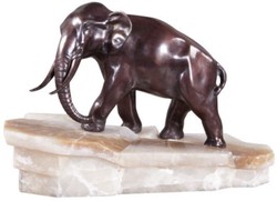 4251549338918 - Luxus Bronzefigur Elefant auf Marmorsockel Bronze   WeiÃ 44 x 19 x H 30 cm - Luxus QualitÃ¤t