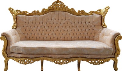 Casa Padrino Baroque Living Set Master cream velvet / gold - 3er sofa + 2 armchairs – Bild 3