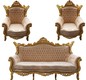 Casa Padrino Baroque Living Set Master cream velvet / gold - 3er sofa + 2 armchairs – Bild 1