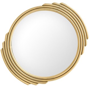 4251549339052 - Designer Edelstahl Spiegel Gold Ã 100 cm - Luxus Wohnzimmer Wandspiegel