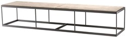 4251549339090 - Couchtisch Beige   Bronze 190 x 45 x H 35 cm - Luxus Edelstahl Wohnzimmertisch mit Marmorplatte