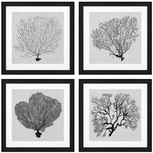 4251549339137 - Bilder 4er Set Seefarn Schwarz   WeiÃ   Grau 615 x H 615 - Luxus Kunstdrucke mit Holzrahmen