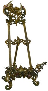 4251549339182 - Jugendstil Staffelei Antik Braun Rostoptik   Mehrfarbig H 59 cm - Gusseisen Staffelei mit ausklappbarem StÃ¤nder