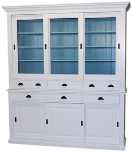 4251549339311 - Landhausstil KÃ¼chenschrank 199 x 48 x H 225 cm - Verschiedene Farben - 2 Teiliger KÃ¼chenschrank mit 6 SchiebetÃ¼ren und 8 Schubladen