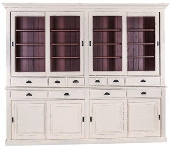 4251549339335 - Landhausstil KÃ¼chenschrank 268 x 48 x H 225 cm - Verschiedene Farben - 2 Teiliger KÃ¼chenschrank mit 8 SchiebetÃ¼ren und 10 Schubladen