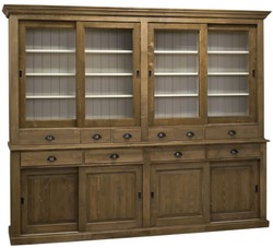 4251549339328 - Landhausstil KÃ¼chenschrank 268 x 48 x H 225 cm - Verschiedene Farben - 2 Teiliger KÃ¼chenschrank mit 8 SchiebetÃ¼ren und 10 Schubladen