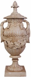 4251549339366 - Barock Gusseisen Urne   Vase mit Deckel Antik WeiÃ 38 x 32 x H 914 cm - Gartendeko im Barockstil
