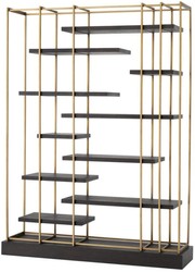 4251549339441 - Luxus Wohnzimmer Regalschrank Dunkelgrau   Messing 166 x 45 x H 222 cm - Wohnzimmerschrank