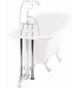 4251549339465 - 2 Dekorations Rohre Chrom fÃ¼r Nostalgie Badewanne Naturstein freistehend 1700mm BCha