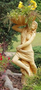 4251549339588 - Jugendstil Gartendeko Statue   Figur MÃ¤dchen mit Blumentopf 46 x 32 x H 116 cm - Dekorative Garten Skulptur