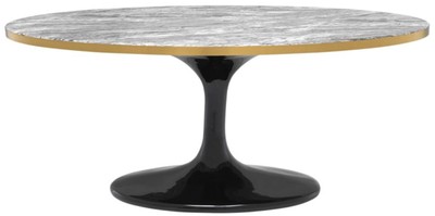 4251549339854 - Luxus Couchtisch Grau   Messing   Schwarz 120 x 60 x H 505 cm - Ovaler Wohnzimmertisch