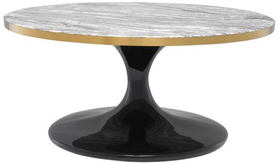 4251549339861 - Luxus Couchtisch Grau   Messing   Schwarz Ã 90 x H 41 cm - Runder Wohnzimmertisch