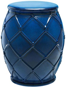 4251549339946 - Keramik Trommel Antik Blau Ã 35 x H 46 cm - Luxus Kollektion