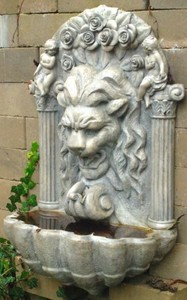 4251549340058 - Barock Kunststein Wandbrunnen LÃ¶we H 97 cm - Verschiedene Farben - Gartenbrunnen im Barockstil