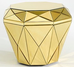4251549340331 - Luxus Spiegelglas Beistelltisch   Hocker Gold 55 x 55 x H 45 cm - DesignermÃ¶bel