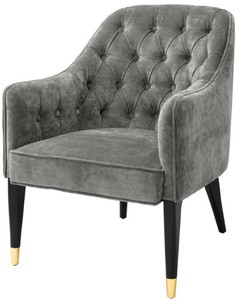 4251549340652 - Luxus Sessel Grau   Schwarz   Gold 65 x 80 x H 88 cm - Chesterfield MÃ¶bel