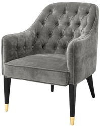 4251549340652 - Luxus Sessel Grau   Schwarz   Gold 65 x 80 x H 88 cm - Chesterfield MÃ¶bel