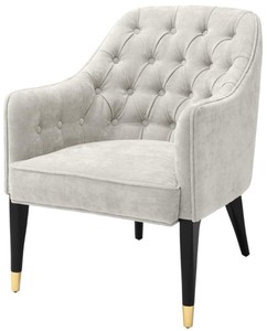 4251549340676 - Luxus Sessel Sandfarben   Schwarz   Gold 65 x 80 x H 88 cm - Chesterfield MÃ¶bel
