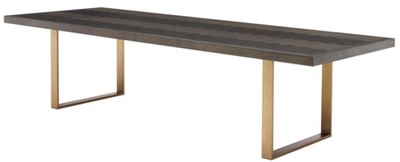 4251549340805 - Luxus Esstisch Dunkelbraun   Messing 300 x 115 x H 75 cm - Luxus Esszimmertisch