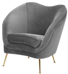 4251549340812 - Luxus Salon Sessel Grau   Messing 85 x 77 x H 80 cm - Luxus Kollektion