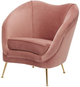 4251549340829 - Luxus Salon Sessel Rosa   Messing 85 x 77 x H 80 cm - Luxus Kollektion