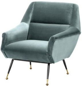 4251549340980 - Luxus Salon Sessel DunkeltÃ¼rkis   Schwarz   Messing 75 x 75 x H 78 cm - Hotel MÃ¶bel