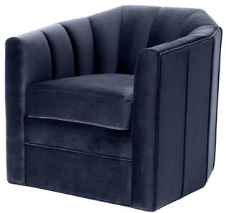 4251549340997 - Luxus Drehsessel Mitternachtsblau 84 x 85 x H 77 cm - Wohnzimmer Sessel