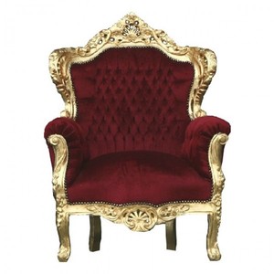 4251549341017 - Barock Sessel King Bordeaux   Gold Thron Stuhl