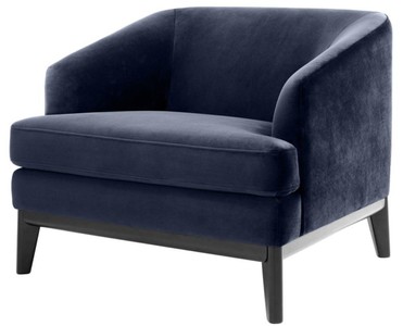 4251549341079 - Luxus Sessel Mitternachtsblau   Schwarz 85 x 90 x H 75 cm - Wohnzimmer Sessel
