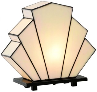 4251549341208 - Luxus Tiffany Tischleuchte in FÃ¤cherform WeiÃ   Schwarz 30 x 12 x H 28 cm - Luxus QualitÃ¤t