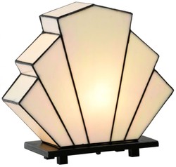 4251549341208 - Luxus Tiffany Tischleuchte in FÃ¤cherform WeiÃ   Schwarz 30 x 12 x H 28 cm - Luxus QualitÃ¤t