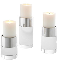 4251549341321 - Luxus Kristallglas Kerzenhalter Set Silber - Wohnzimmer Deko