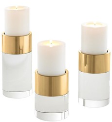 4251549341338 - Luxus Kristallglas Kerzenhalter Set Gold - Wohnzimmer Deko