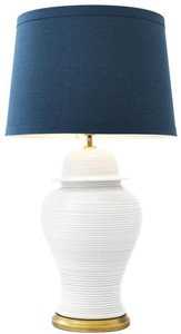 4251549341390 - Luxus Porzellan Tischleuchte WeiÃ   Antik Messing   Blau Ã 50 x H 88 cm - Luxus Kollektion