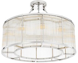 4251549341413 - Deckenleuchte Silber Ã 80 x H 61 cm - Luxus Wohnzimmer Deckenlampe