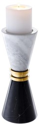 4251549341642 - Luxus Marmor Kerzenhalter Schwarz   WeiÃ   Gold Ã 11 x H 28 cm - Hotel & Restaurant Deko Accessoires