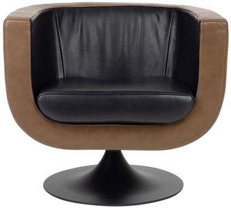 4251549341765 - Luxus Wohnzimmer Echtleder Drehsessel Schwarz   Braun 75 x 70 x H 665 cm - Luxus MÃ¶bel